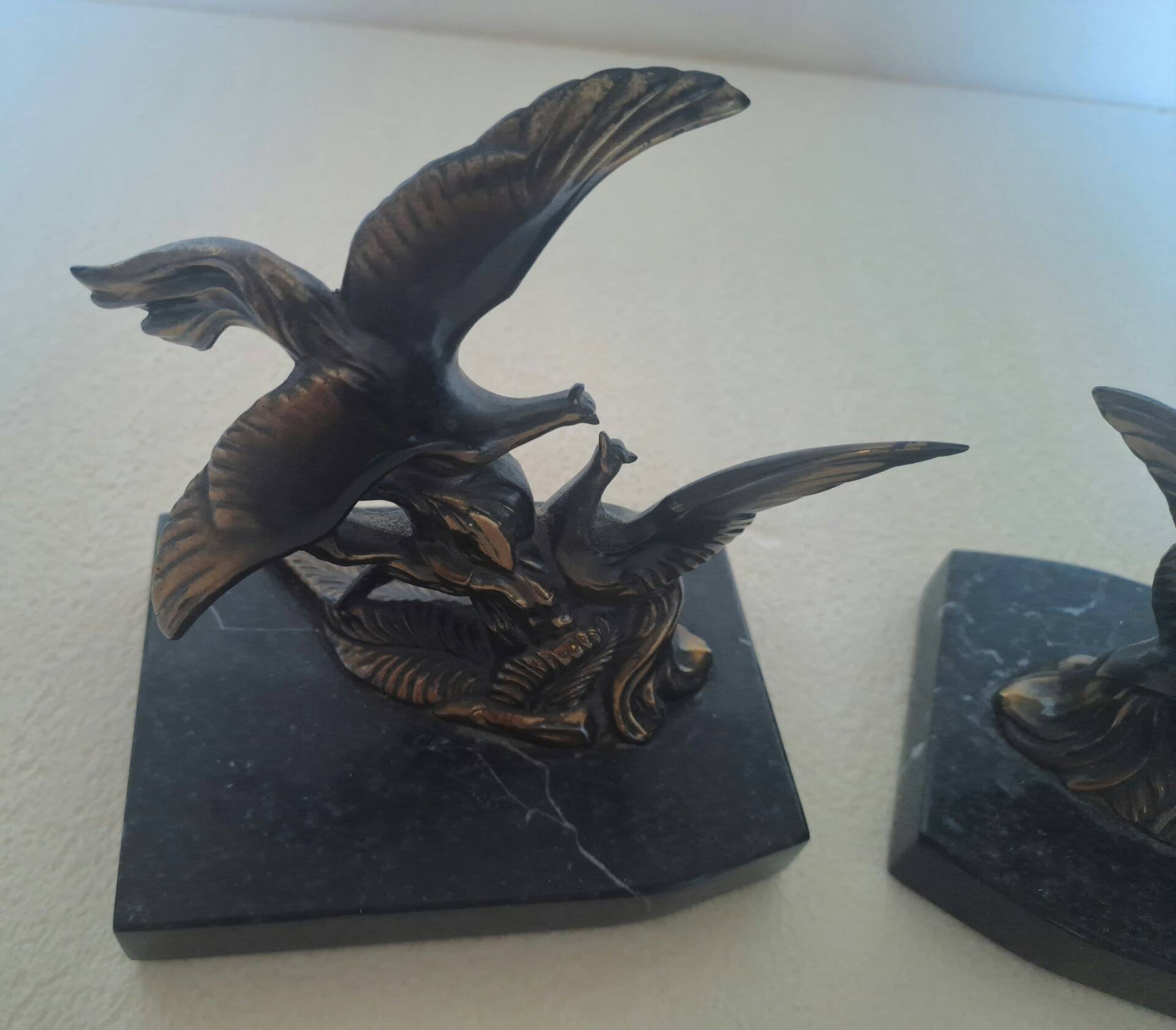 Pair of vintage paradise bird bookends