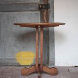 Table bois vintage, table bistrot, guéridon, table ancienne, table d'appoin