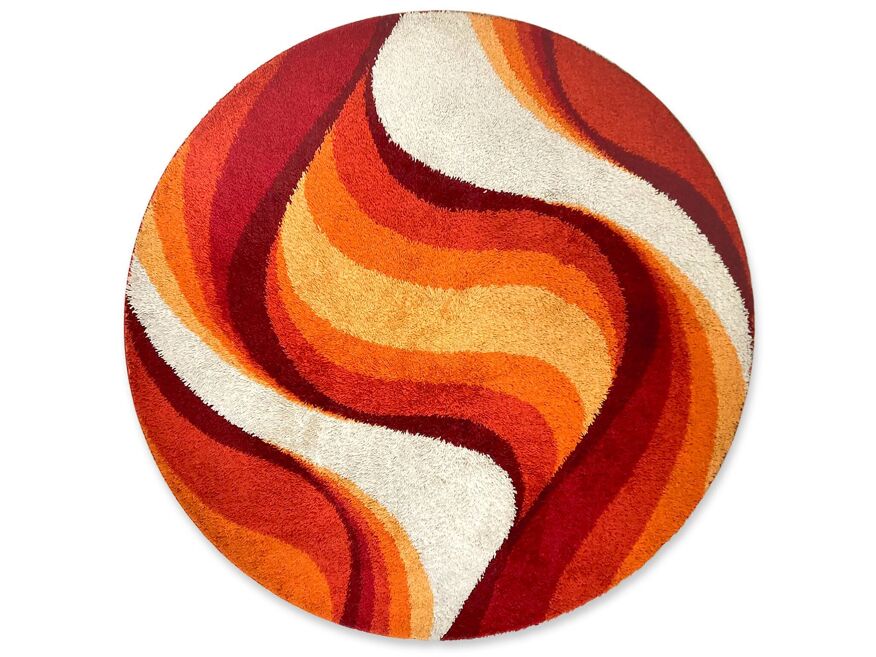 Tapis Desso Rya rug rouge orange space age pop moderniste mid-century  vintage 1960/1970 200cm | Selency