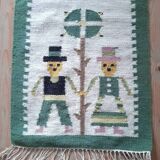 Small wool rug with a 70s Danish folk pattern.