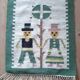 Small wool rug with Danish folk motif from the 70s.