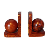 Pair of art deco bookends in thuya magnifying glass