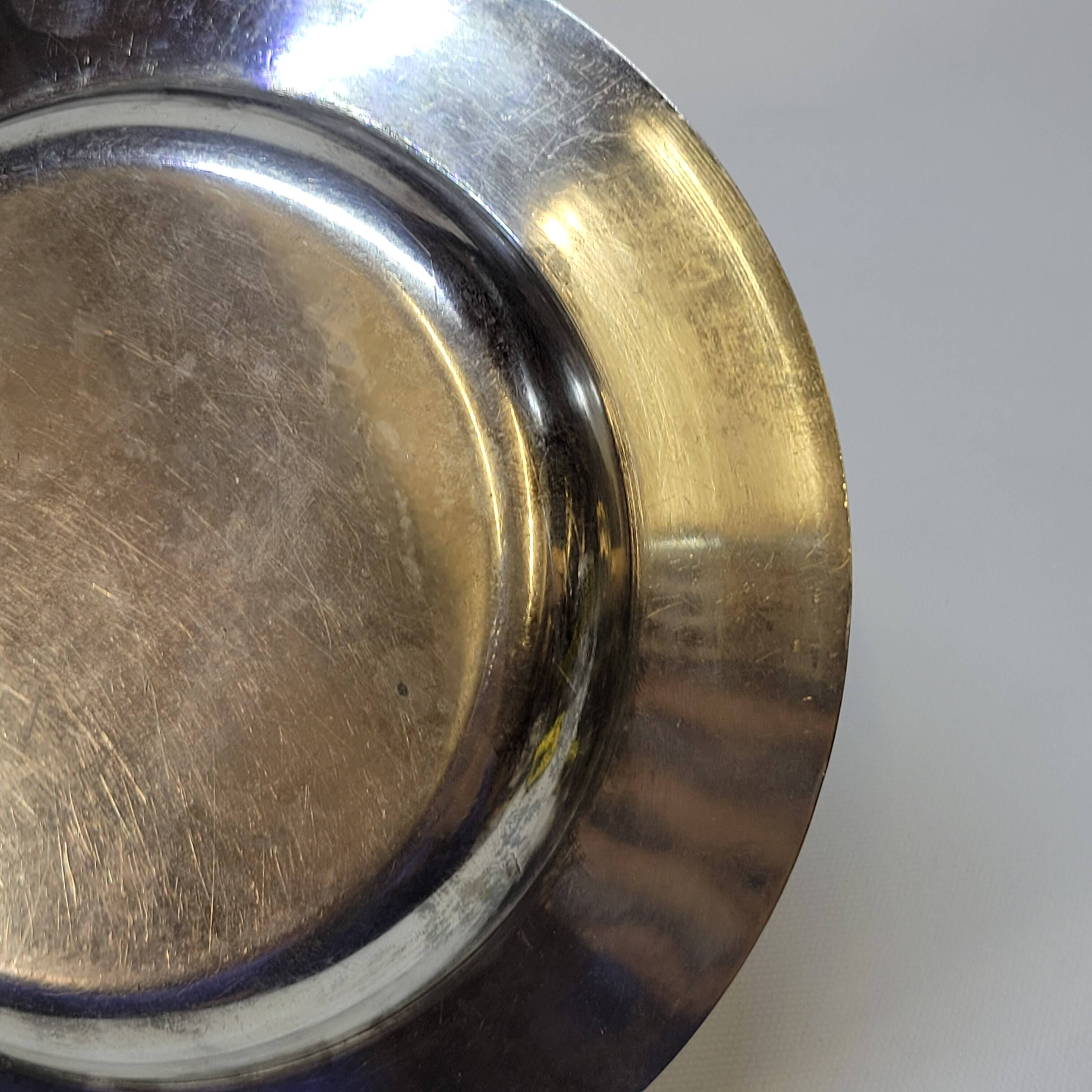 Empty Pocket Bowl Old Art Deco Bouille Plate In Silver Metal