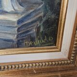 Oil on Canvas - Statue in a Park Signed Devaud
