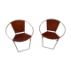 Paire de fauteuils en cuir marron clair