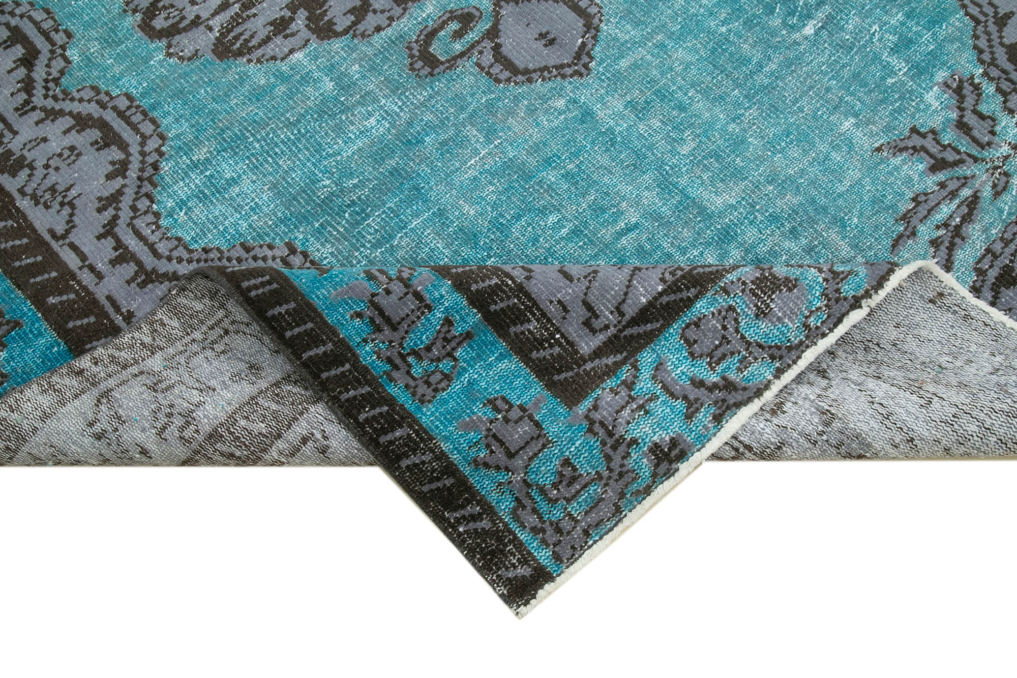 Handmade Rustic Anatolian 1980s 180 cm x 275 cm Turquoise Rug