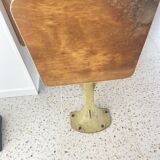 Old folding train table or wooden strapontin 1920 metal base