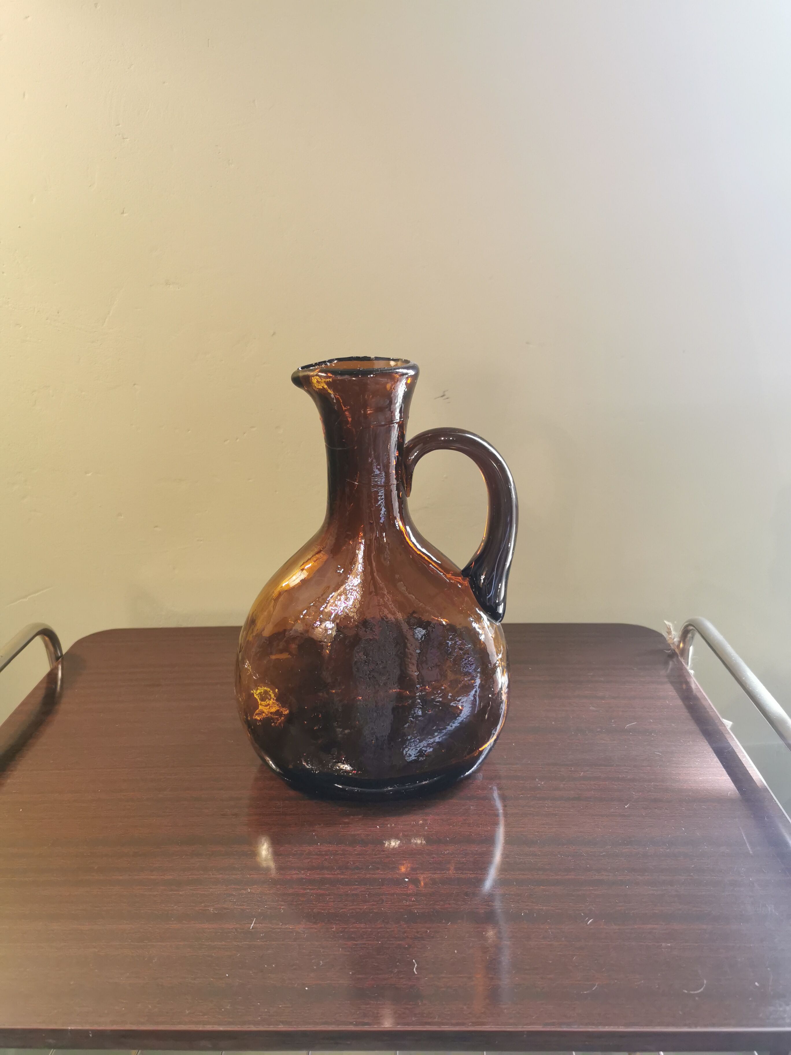 Vintage amber glass pitcher