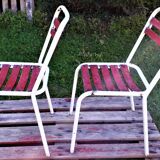 Duo of chairs Tolix sitting wood
