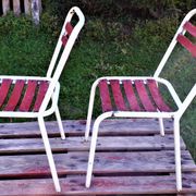 Duo of chairs Tolix sitting wood