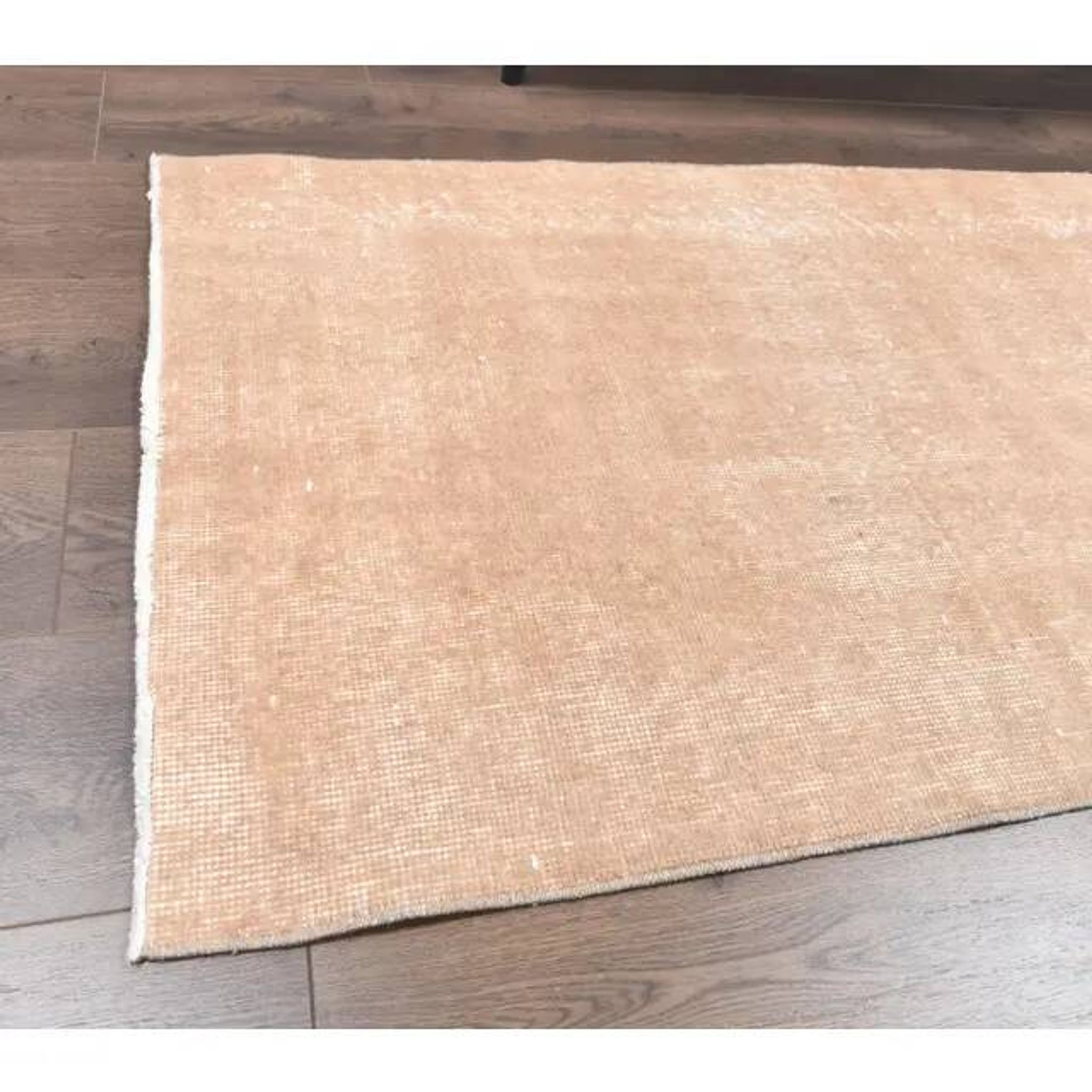 Vintage beige-blush Turkish hand-knotted runner 80x290