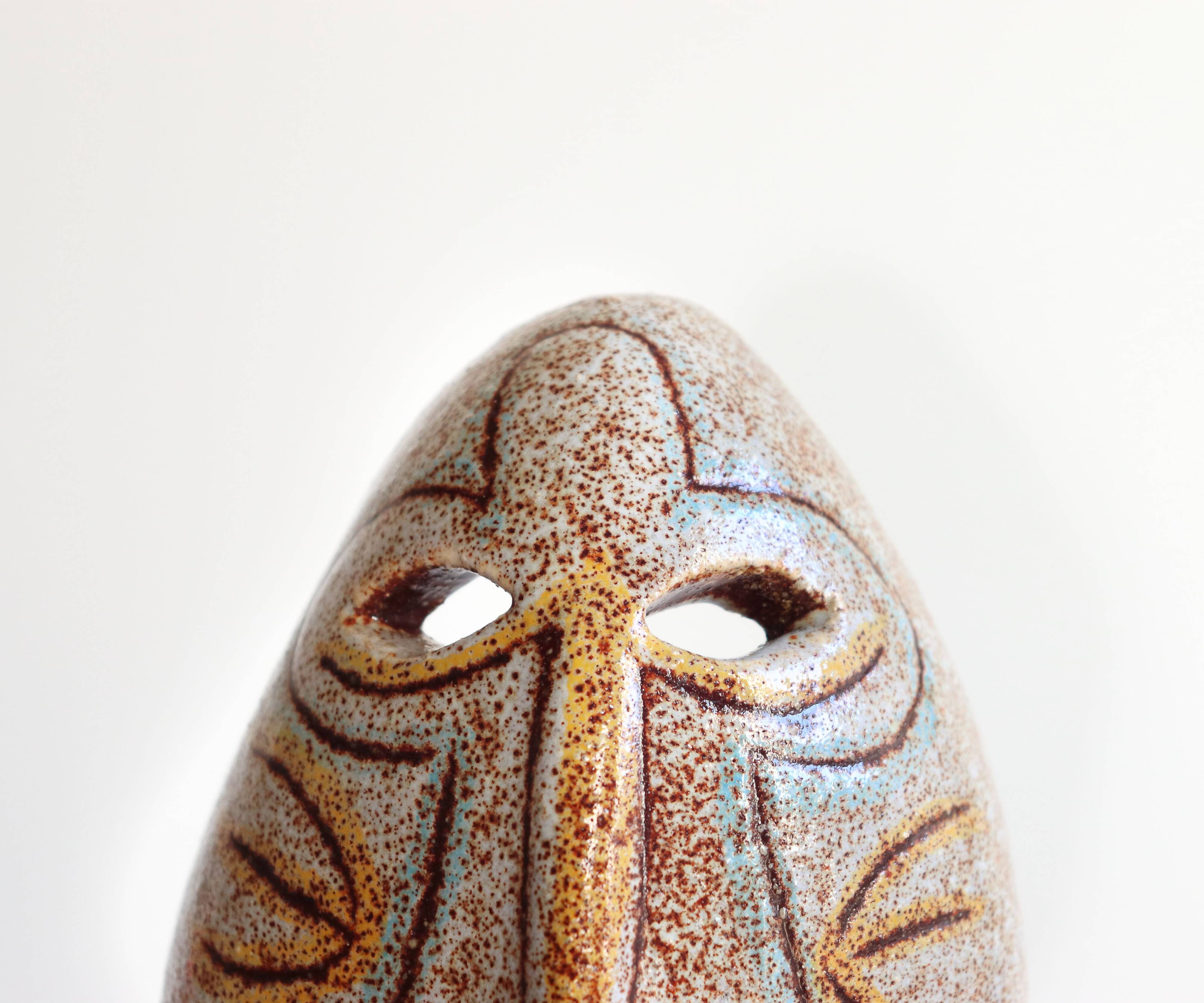 Mayan ceramic wall mask from Accolay, art brut, 1960s