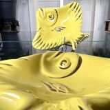 Soap Holder - Pair - Yellow Earthenware - Vintage Fish Bathroom Accessory