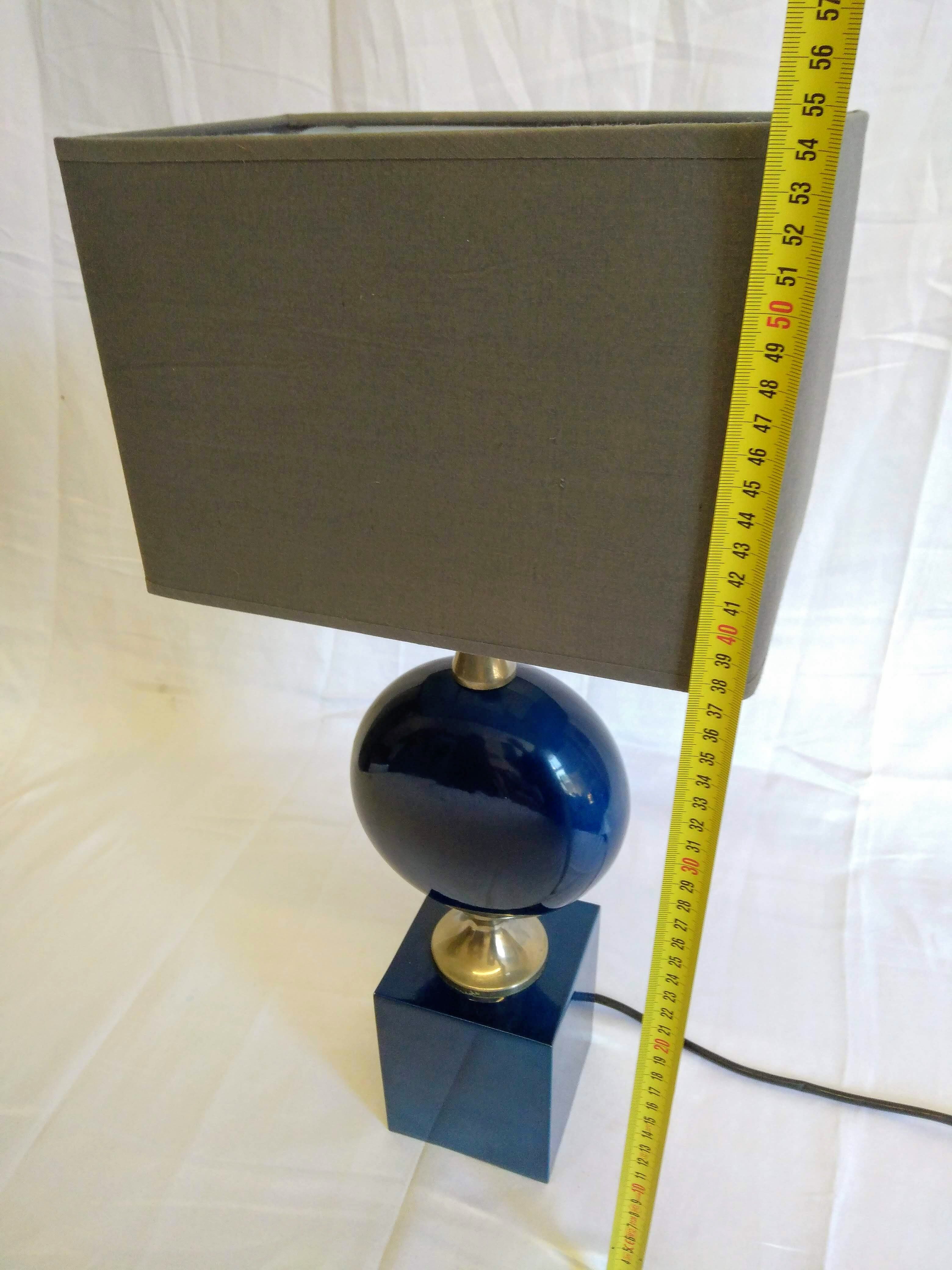 Lampe métal bleue Philippe Barbier