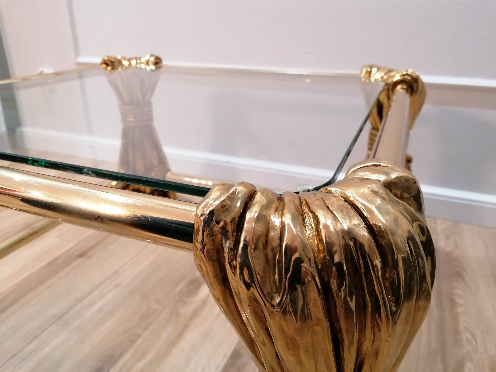 Table basse en or de style Hollywood Regency, années 1970
