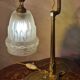 Desk lamp in bronze by charles ranc with its moulded glass shade 35x2