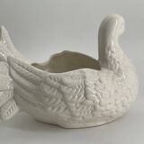 Large vintage white ceramic pot cover Pigeon