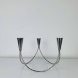 Vintage triple stainless steel candle holder