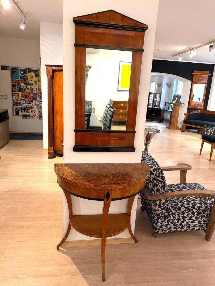 Biedermeier wall mirror with ebonised cherry veneer, South Germany, 1820