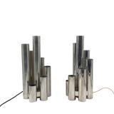 Ensemble de 2 lampes de table chromées Hollywood Regency, Sciolari Italie années 1970