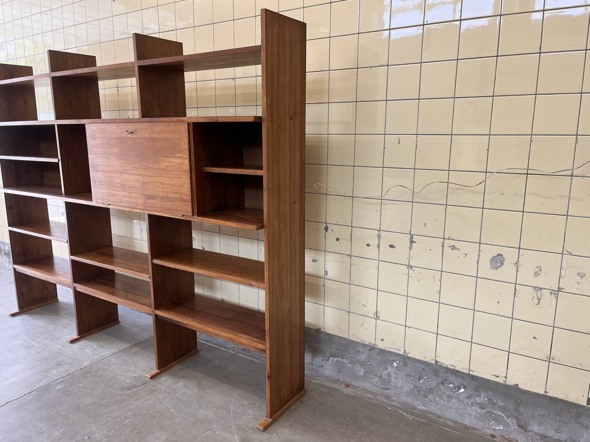 Vintage elm wood wall unit