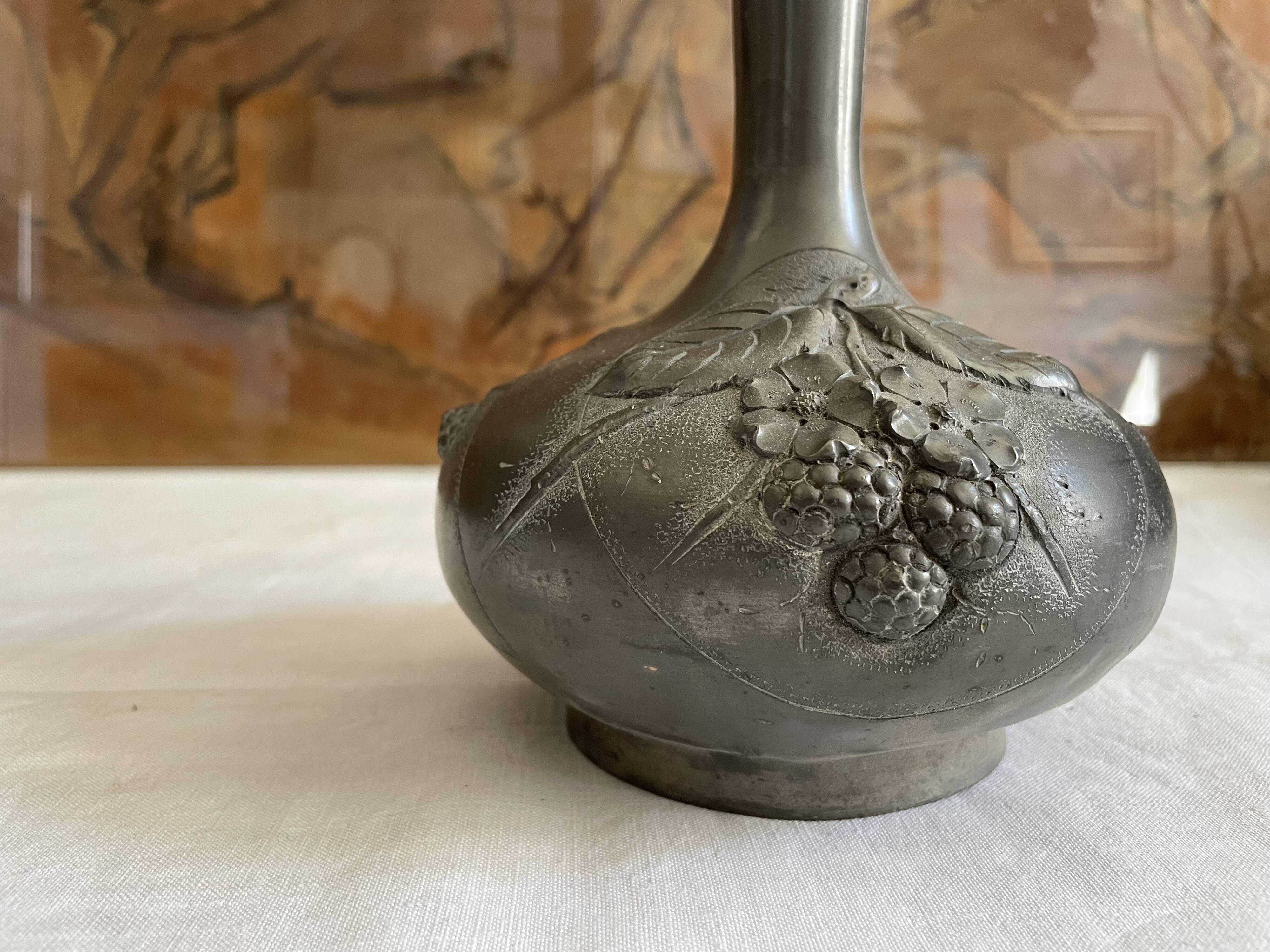 1900 art nouveau pewter vase