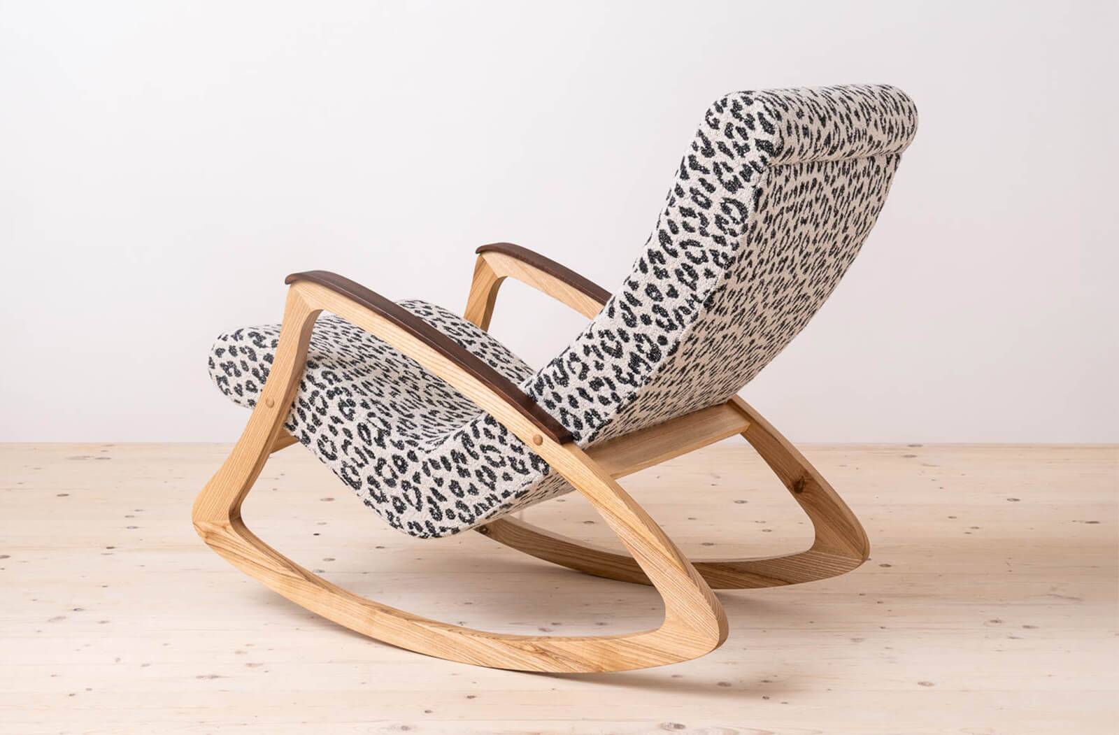 Mid Century Modern Vintage Rocking Chair, Czechoslovakia, 1950s, Reupholstered