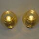 Pair Vintage Amber Glass Bedside Lamps, Copper Wood, Yugoslavia 1980s