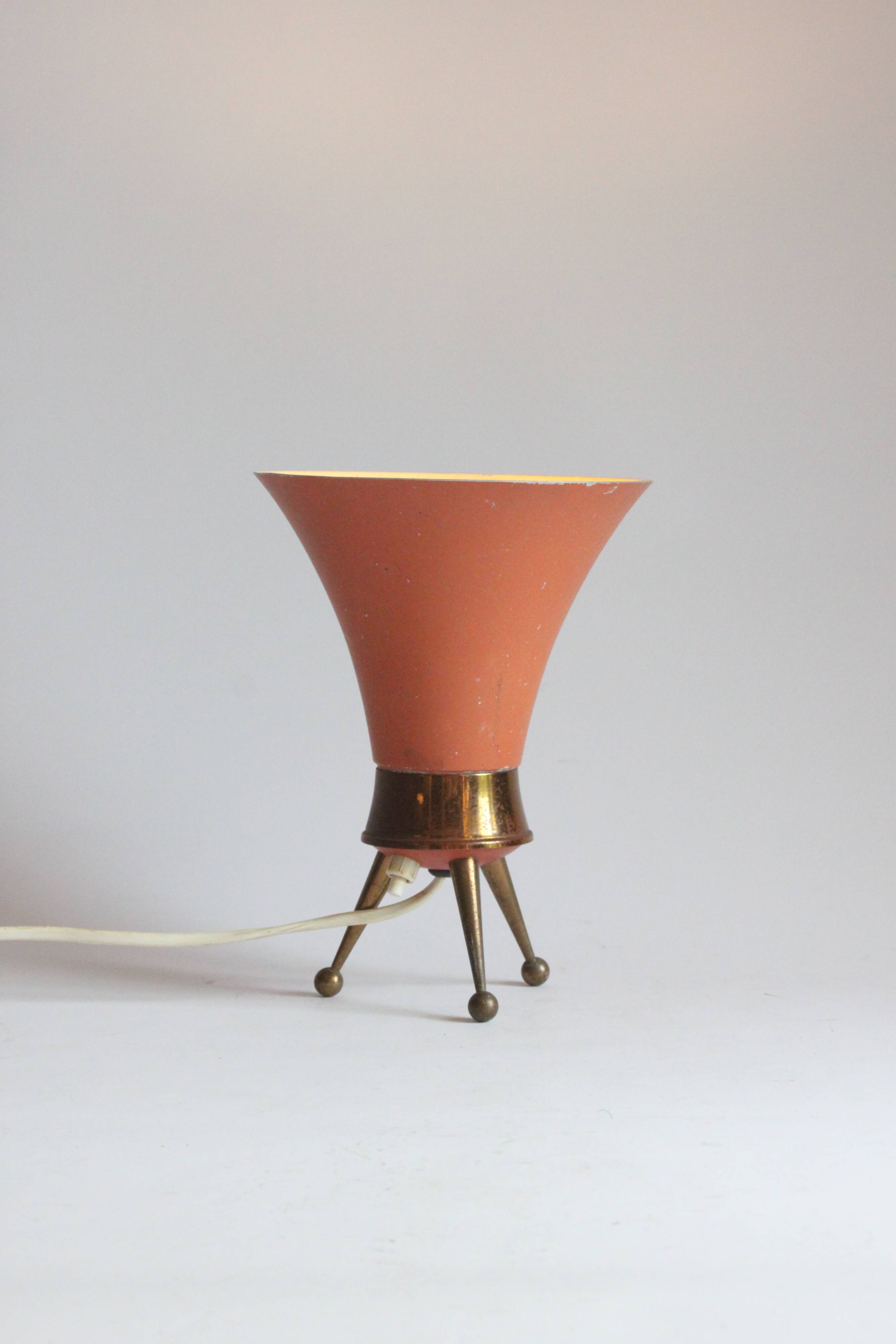 Brass tripod table lamp, 1950s