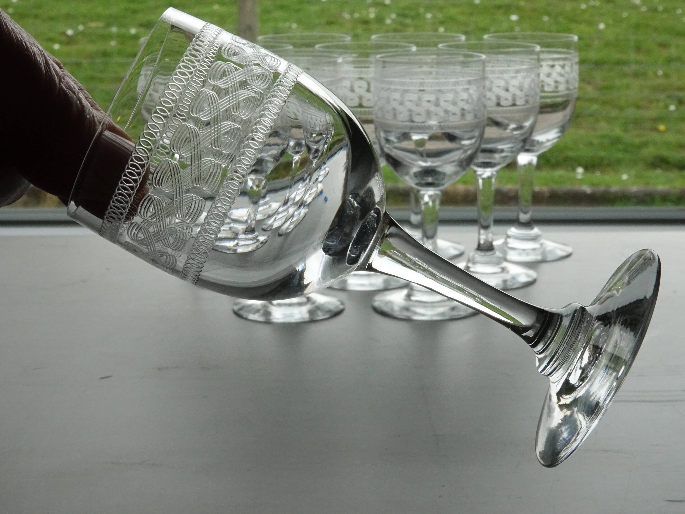 Portieux Meisenthal set of 10 crystal wine glasses