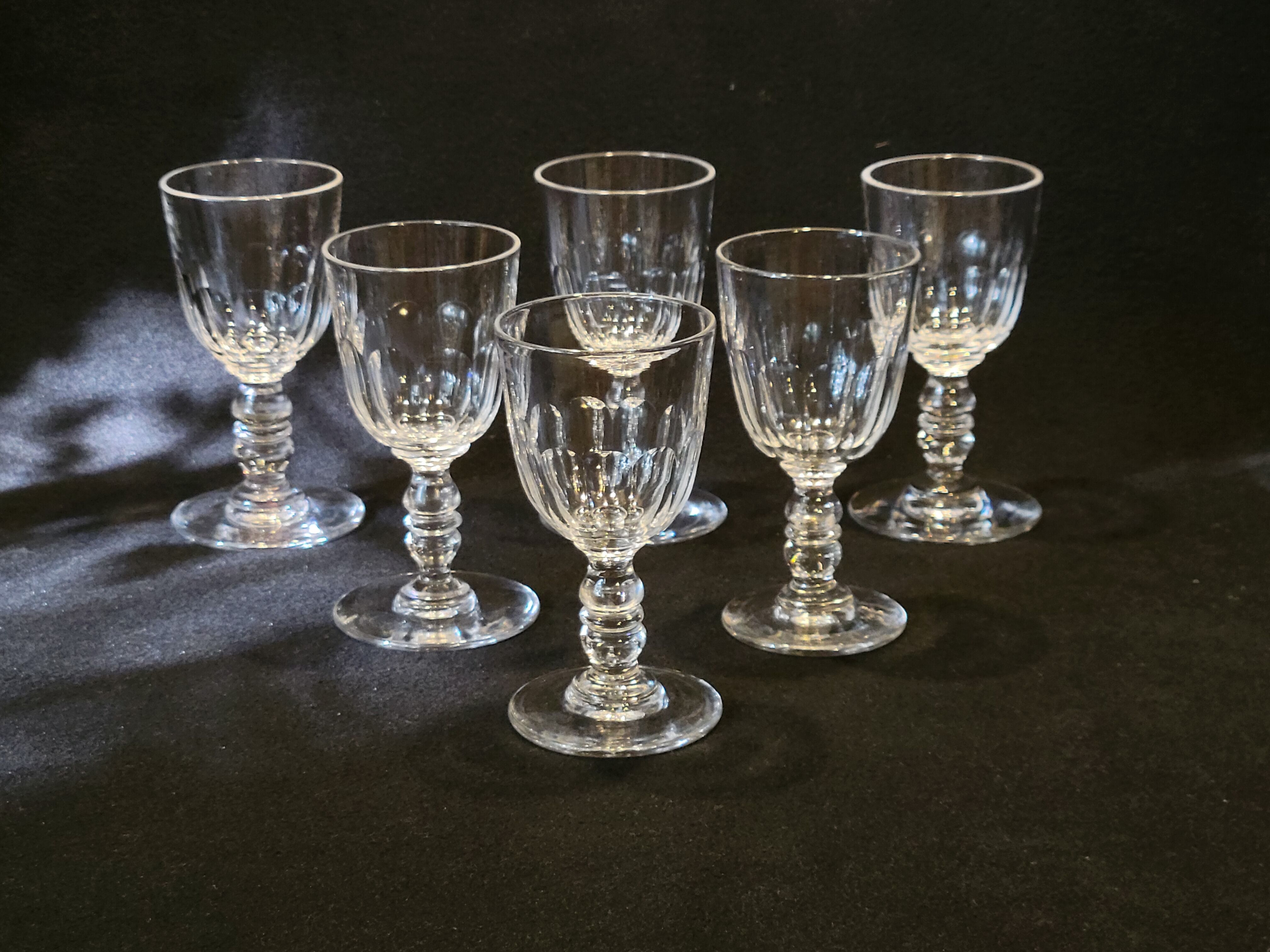 Baccarat model Clermont Côtes Plats Lot 6 Old Glasses A Vin Port Cristal