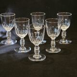 Lot 6 anciens verres a vin porto cristal, Baccarat Modèle Clermont Côtes Plates
