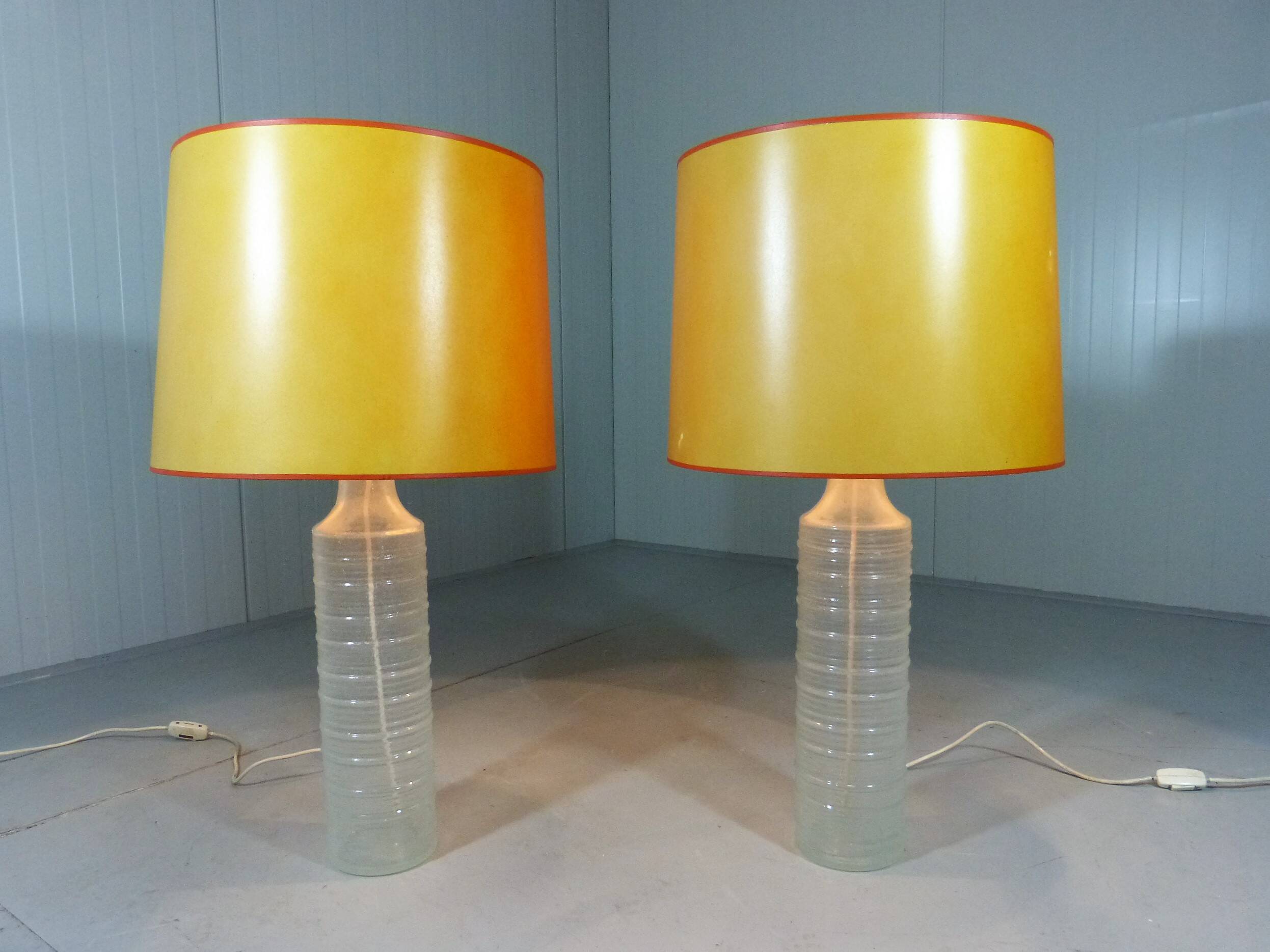 Set of 2 large glass table lamps 1960’s