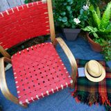 Bow Wood Steiner armchair red slats