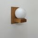 Vintage wall light, pine and opaline glass, France, 1970