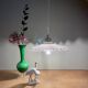 Vintage lampshade pendant light in white opaline