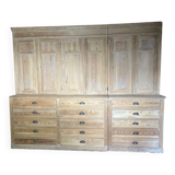 Old workshop furniture, 2 bodies with drawers and a cupboard.