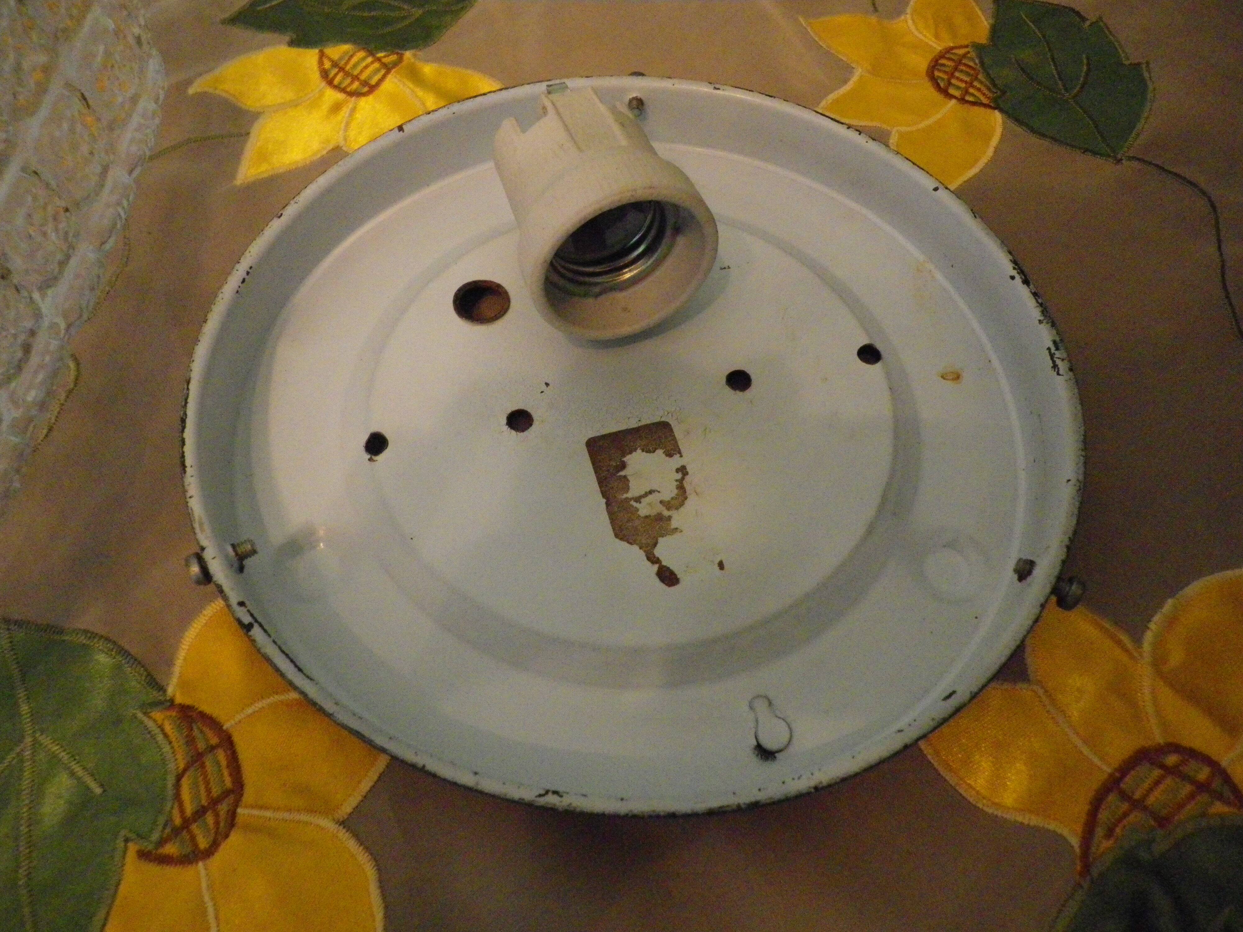 Pressed glass ceiling light, porcelain socket