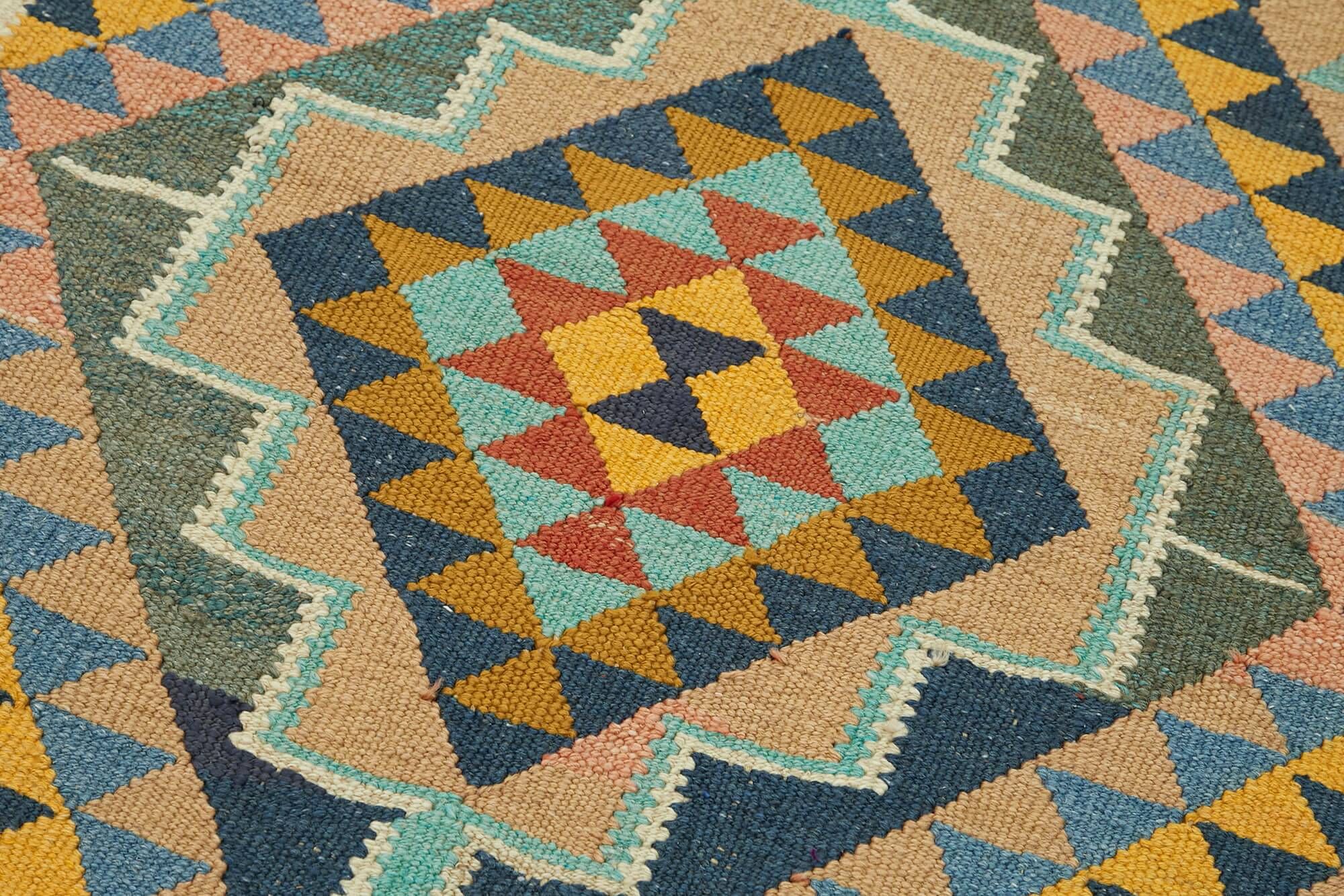 Turkish Handwoven Vintage Herki Kilim 95 cm x 360 cm