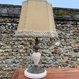 Marble lamp and vintage lampshade.