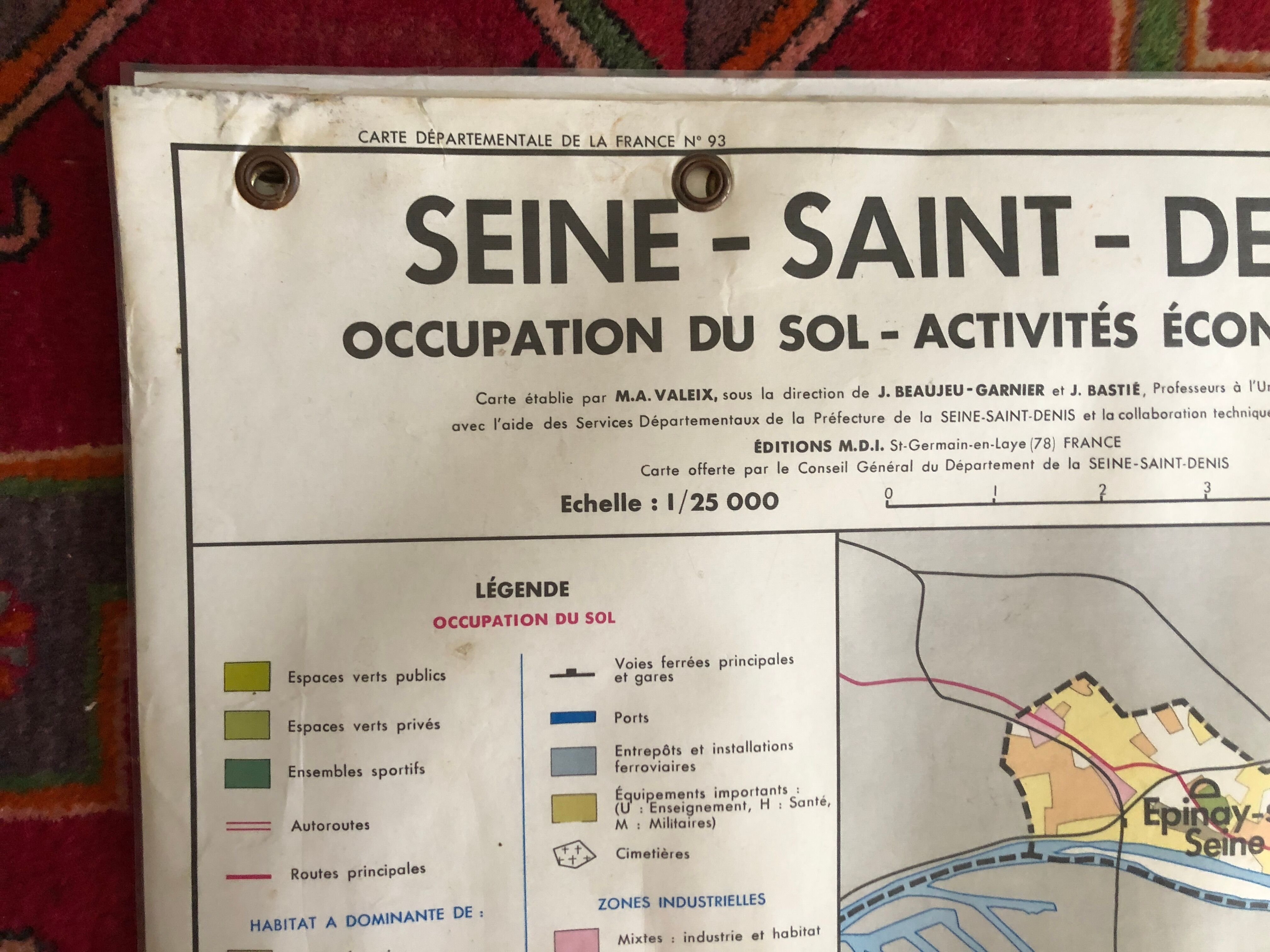 Pedagogical map 1972 Seine Saint Denis 93
