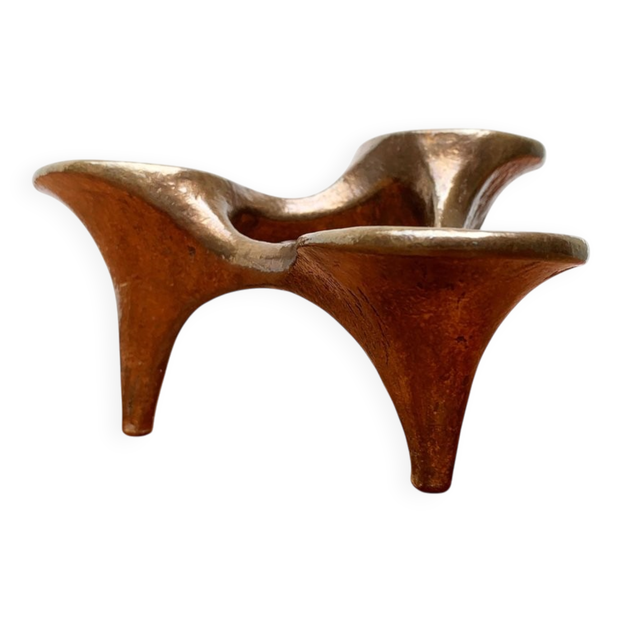 Vintage German brutalist metal candlestick by Harjes.