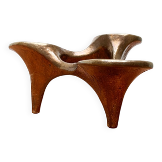 Vintage German brutalist metal candlestick by Harjes.