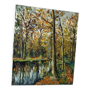 Paysage de forêt signé