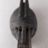Antique African mask, carved wood and metal plates, Marka Mali