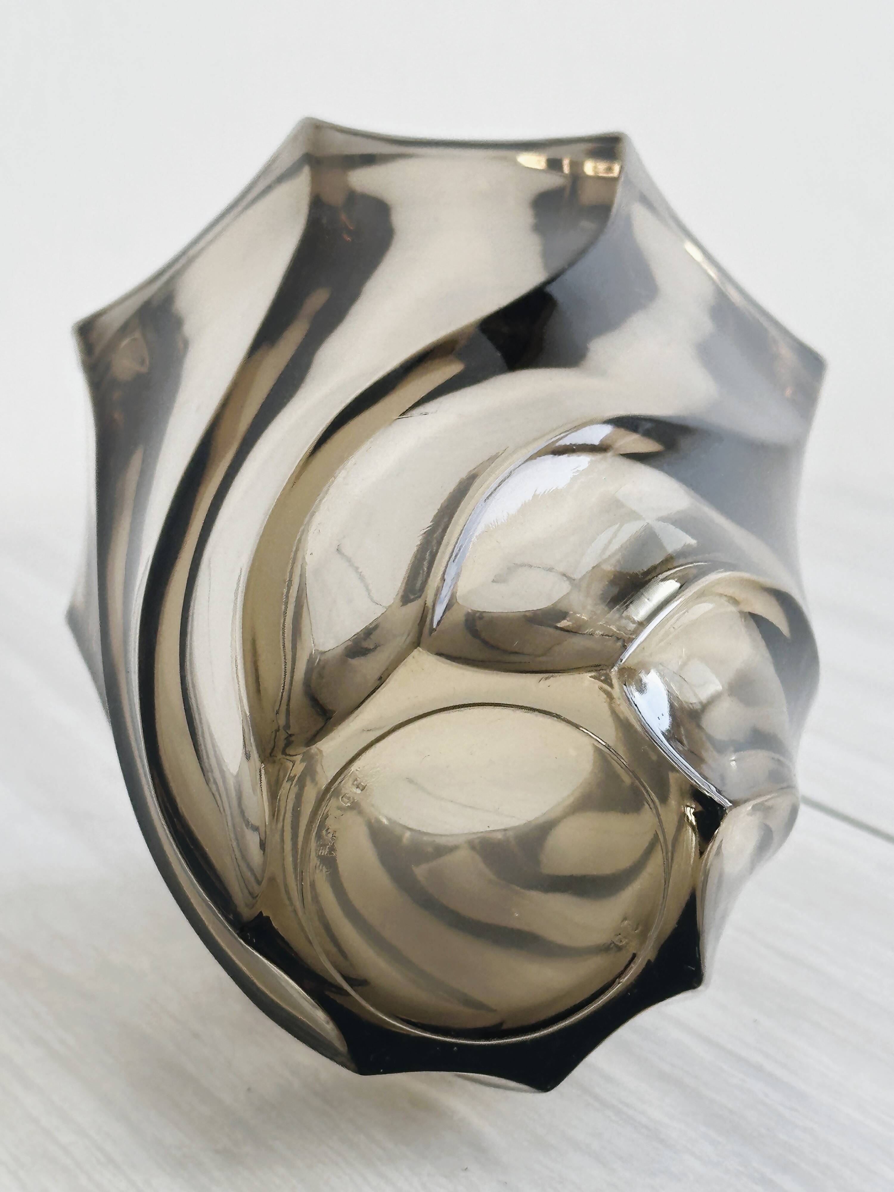 Thick smoked glass vase.