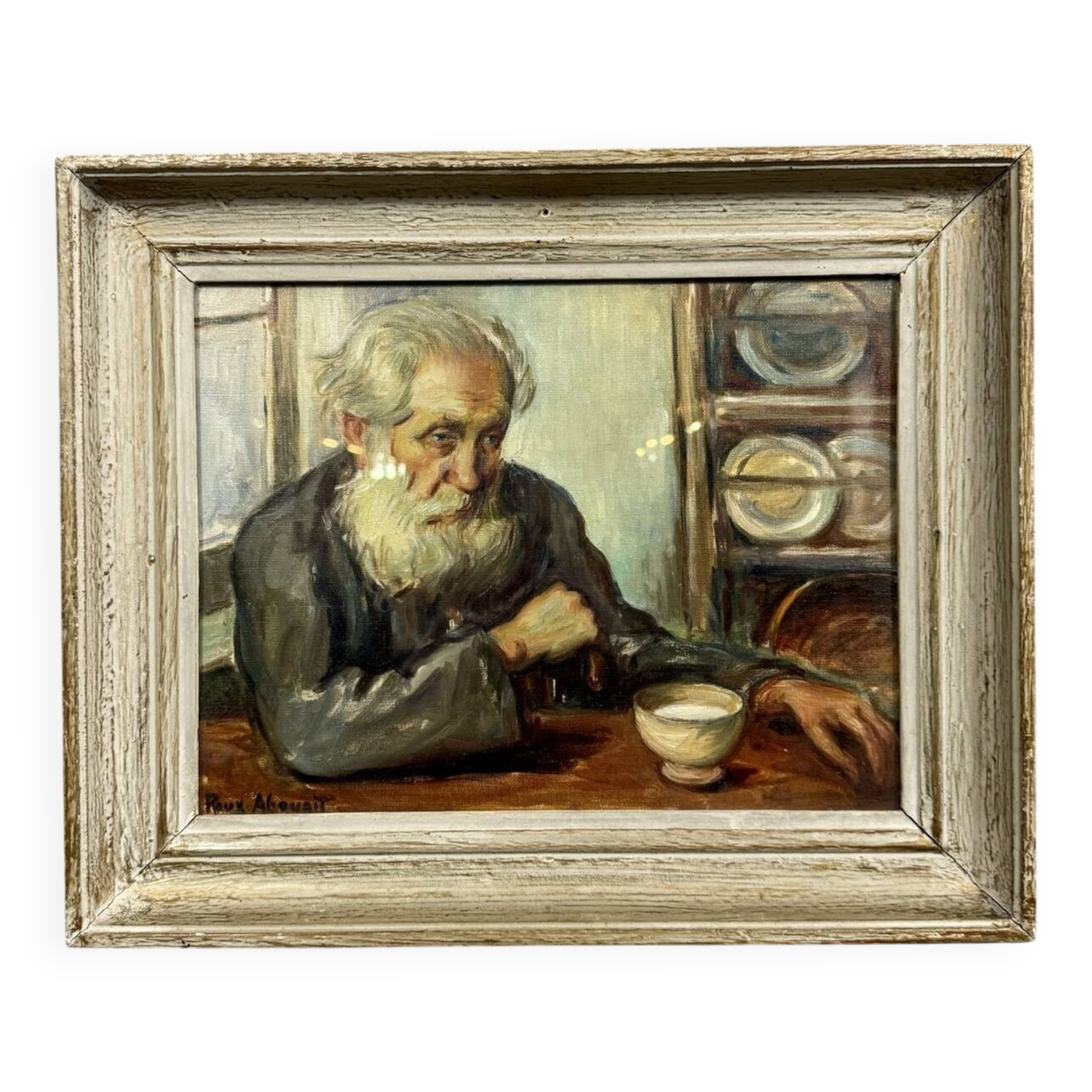 Roux Abougit: Oil on canvas painting circa 1920-1930 the old man