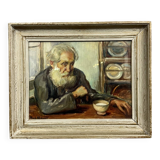 Roux Abougit: Oil on canvas painting circa 1920-1930 the old man