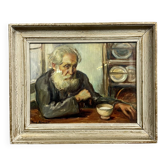 Roux Abougit :  Tableau huile sur toile vers 1920-1930  le vieil homme