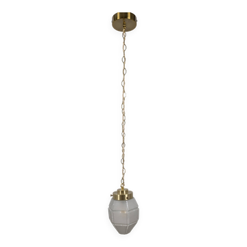 Art Deco faceted glass suspension, vintage light fixture with a diamond spirit and é.
